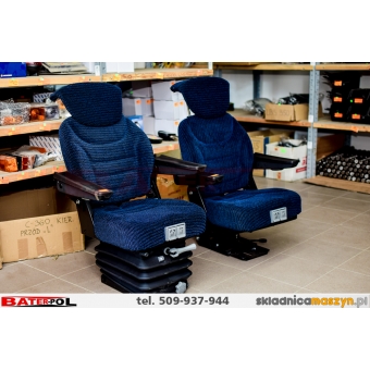 Fotel siedzenie ciągnikowe komfortowe materiałowe + podłokietnik TEKSAS (niebieskie ciemne)